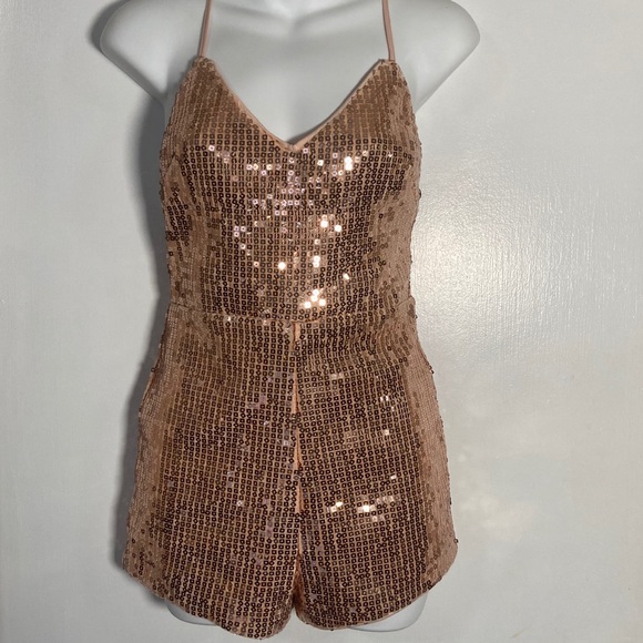 Rose Gold Romper with Sequins - Picture 3 of 4